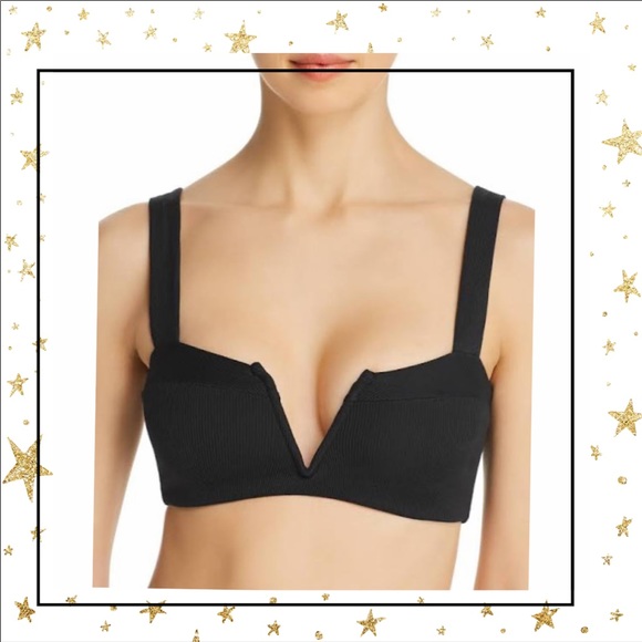 L Space Swim L Space Lee Lee Black Ribbed Bikini Top Small C5